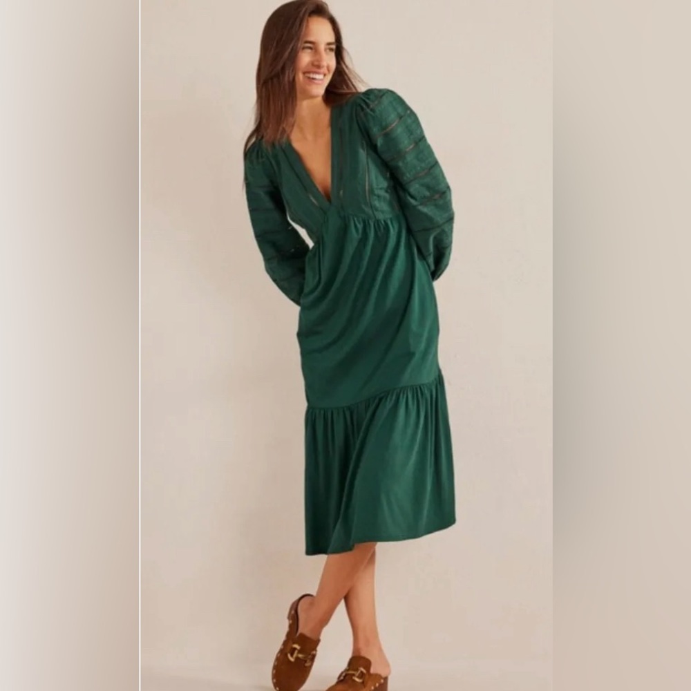 BODEN Woven Mix Midi Jersey Dress NWT size 8
